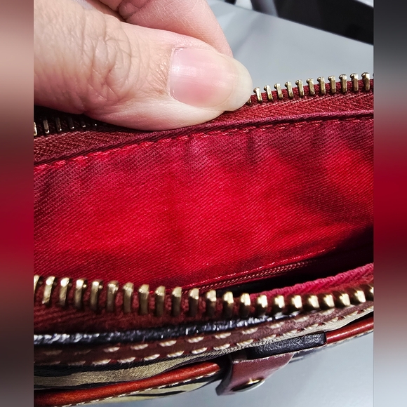 Dooney & Bourke Zebra Print Striped Leather Crossbody Bag Red Trim & Charm Fob - Picture 10 of 10